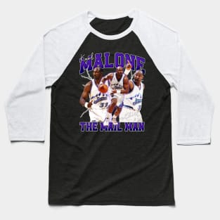 Karl Malone The Mail Man Basketball Legend Signature Vintage Retro 80s 90s Bootleg Rap Style Baseball T-Shirt